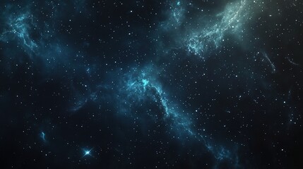 Naklejka premium Deep Space with Stars and Nebulae in Dark Background