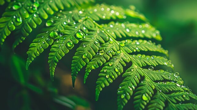 close-up of a lush green fern leaf - Powered by Adobe