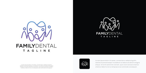 Dental people vector logo icon template with line concept