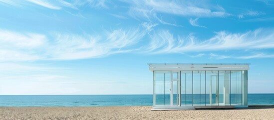 Obraz premium Glass House on a Sandy Beach