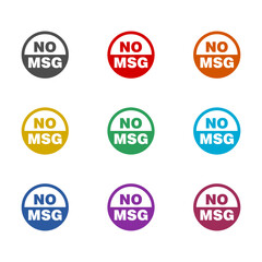 No MSG free icon isolated on white background. Set icons colorful