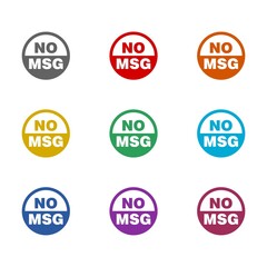 No MSG free icon isolated on white background. Set icons colorful