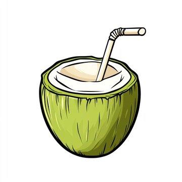 green coconut drink with straw clip art preview