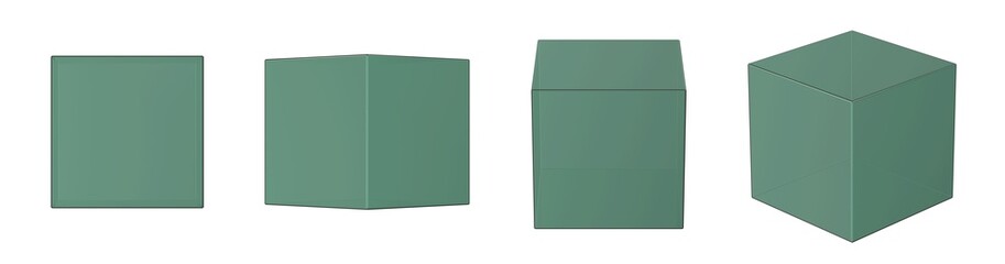 green glass cube isolated