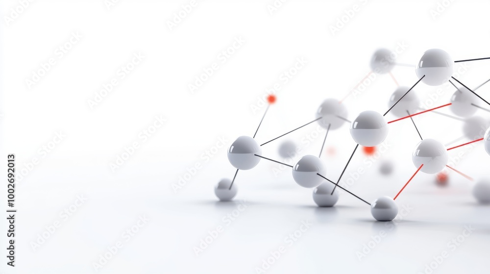 Poster a clean white background with interconnected ai nodes, symbolizing machine learning and digital inte