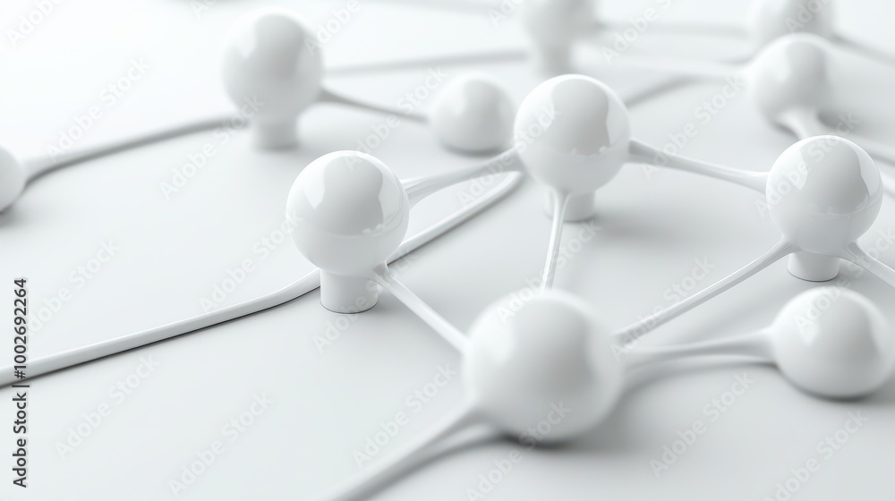 Poster a clean white background with interconnected ai nodes, symbolizing machine learning and digital inte