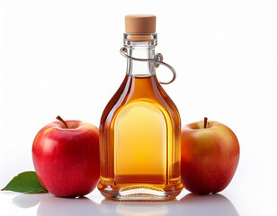 a bottle of apple cider vinegar isolated on white background