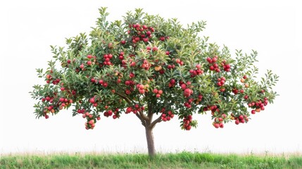 A apple tree with fruit isolated over white background