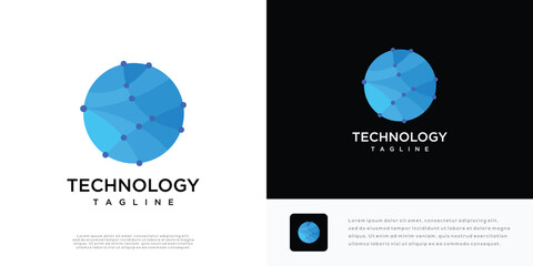 Global technology vector logo icon template with connection concept