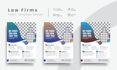 Professional corporate law firm flyer for lawyer brand identity promotion. Modern lawyer flyer or attorney flyer with marketing layout. Vol - 4