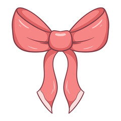 Adorable Coquette Pink Ribbon Bow Cartoon