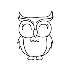 Owl in doodle style. Vector illustration, on a white background