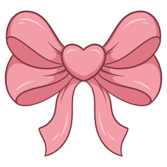 Adorable Coquette Pink Ribbon Bow Cartoon