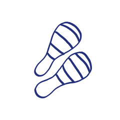 Maracas. Musical instrument line sketch. Outline black and white vector illustration