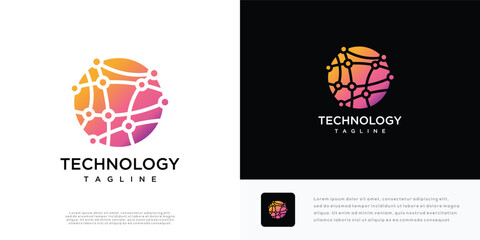 Global technology Abstract dot connection logo template. Modern logo with circle symbol.