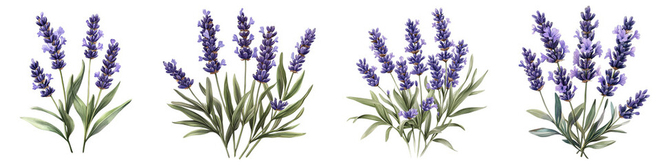 Fototapeta premium Lavender flowers bouquet beautiful floral arrangement transparent background