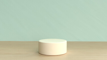 3D product display podium with geometric platform. background 3d render with podium. wood stand to show cosmetics and products