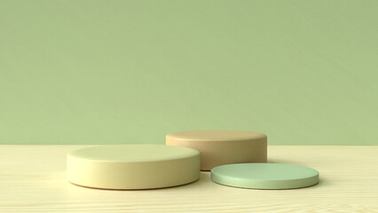 3D product display podium with geometric platform. background 3d render with podium. wood stand to show cosmetics and products