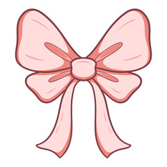 Adorable Coquette Pink Ribbon Bow Cartoon