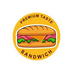 Delicious sandwich logo vector illustration template in circle