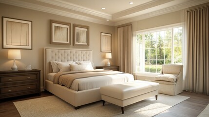 Elegant Master Bedroom with Soft Neutral Tones for Cozy Home Decor