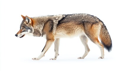 Naklejka premium Wolf Isolated: Majestic Wild Animal in White Background