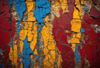 Obraz premium close view vibrant distressed wall surface featuring rich unique intricate patterns captivating eye, abstract, art, texture, color, design, vibrance