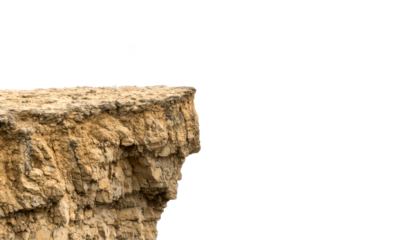 Close up view of a rugged cliff edge isolate on transparent background, png, cutout