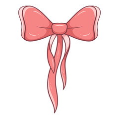 Adorable Coquette Pink Ribbon Bow Cartoon