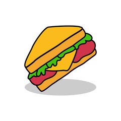 Delicious sandwich logo design icon vector illustration template in shadow