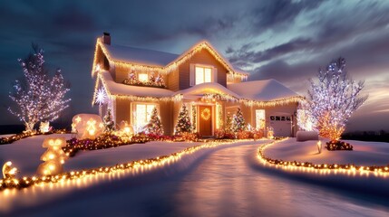 A house adorned with thousands of Christmas lights, creating a dazzling display of festive cheer.