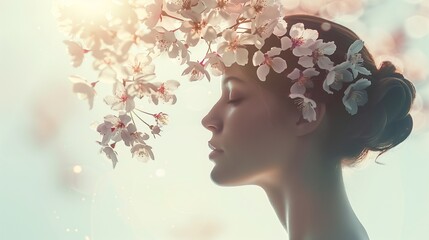 A graceful silhouette emerges, crowned with a delicate bouquet of blossoms, an ethereal embodiment of natural beauty.jpg