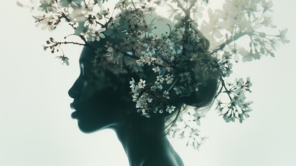 A graceful silhouette emerges, crowned with a delicate bouquet of blossoms, an ethereal embodiment of natural beauty.jpg