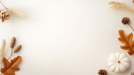 A simple, elegant Thanksgiving border with neutral fall colors, perfect for a modern holiday design.