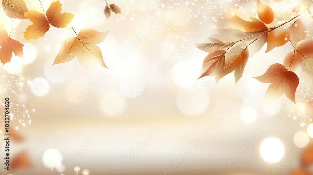 Poster a simple thanksgiving background with a light autumn leaf pattern and a soft bokeh effect for a fest