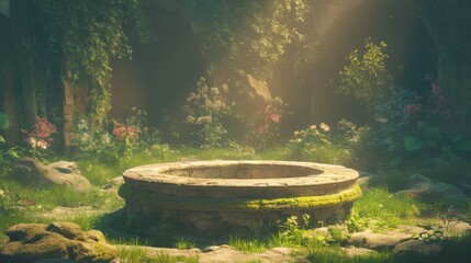 product stage with a circular stone platform 