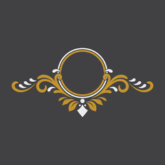 Golden Vintage Ornament. Golden Circle Ornament. Golden Border ornament. Circle Frame ornament Suitable for wedding invitation card.