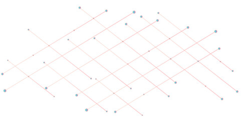 abstract line or strokes with dots, dotted line, node point, digital background vector design concept. Quantum processing. Deep learning artificial White background Future new technology.