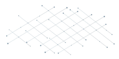 abstract line or strokes with dots, dotted line, node point, digital background vector design concept. Quantum processing. Deep learning artificial White background Future new technology.