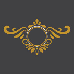 Golden Vintage Ornament. Golden Circle Ornament. Golden Border ornament. Circle Frame ornament Suitable for wedding invitation card.