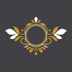 Golden Vintage Ornament. Golden Circle Ornament. Golden Border ornament. Circle Frame ornament Suitable for wedding invitation card.