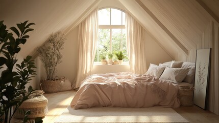 living room with a bed