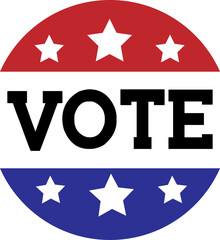 Vote typography design on plain white transparent isolated background for card, shirt, hoodie, sweatshirt, apparel, card, tag, mug, icon, poster or badge