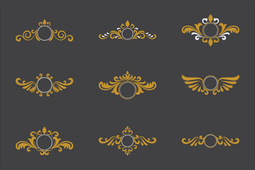 Golden Vintage Ornament. Golden Circle Ornament. Golden Border ornament. Circle Frame ornament Suitable for wedding invitation card.