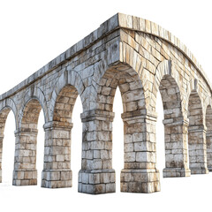 Roman Aqueduct stone wall isolated on transparent or white background