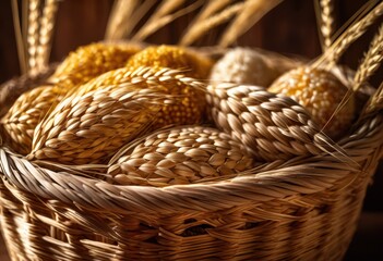 Obraz premium close view various raw grains highlighting unique natural textures patterns visually appealsing way, barley, oats, wheat, rice, sorghum, millet, quinoa