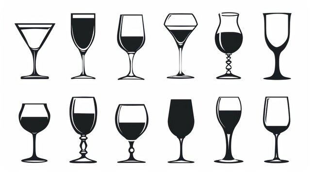 Vector illustration collection of wine glass