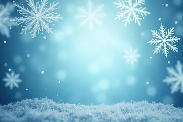 Winter wonderland scene with falling snowflakes for seasonal design and holiday decorations. Christmas card with a beautiful photo and space for text.