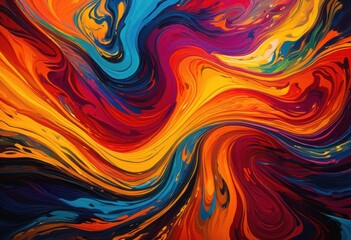 Obraz premium colorful swirling designs created fluid dynamics vibrant liquid paint flowing together beautiful patterns, abstract, art, colors, artistic, motion, graphics