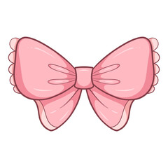 Adorable Coquette Pink Ribbon Bow Cartoon